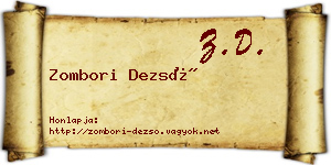 Zombori Dezső névjegykártya